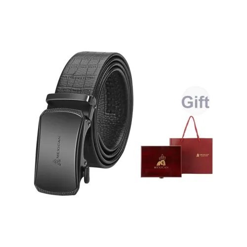 MEXICAN Матовый Сплав Автоматическая пряжка Крокодиловый узор Тело Коровья кожа Регулируемый ремень Мужской Черный