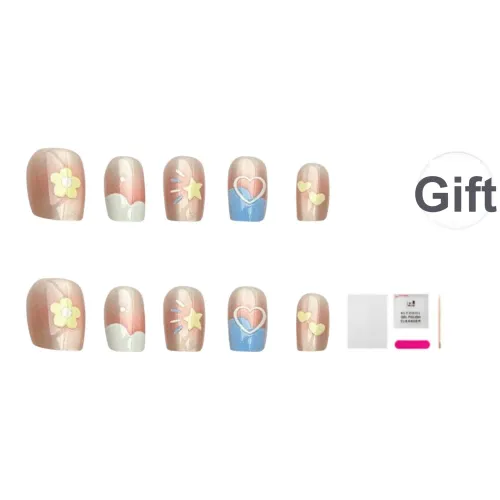 JIABITU Небесно-синий и белый False Nail Короткий LADDER Смешанный цвет Jump Цвет Милый 14 мм