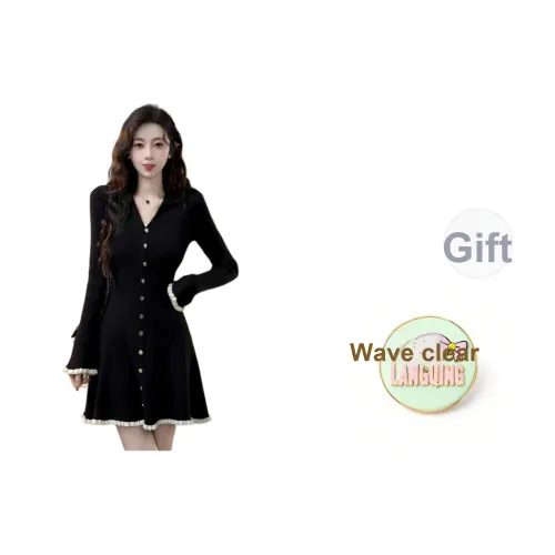 Flowers in water Длинное платье с длинными рукавами женское