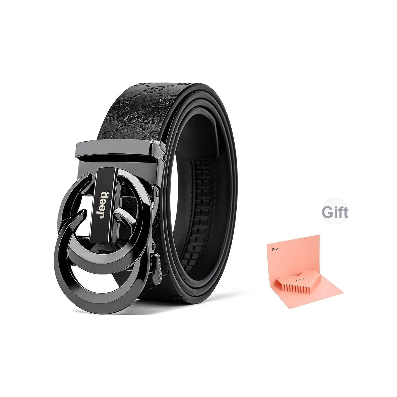 JEEP Ремни из коровьей кожи Мужской Черный 3,5 см