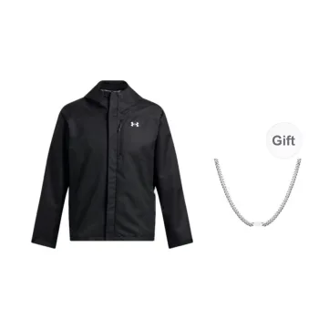 Under Armour Water Resistant Windproof Wear Resistant Windbreaker Jacket Men's Black Comes With Necklace