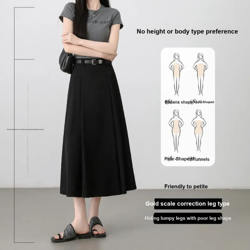 Like The Age Of Water Casual Long Skirt Women's Black-1