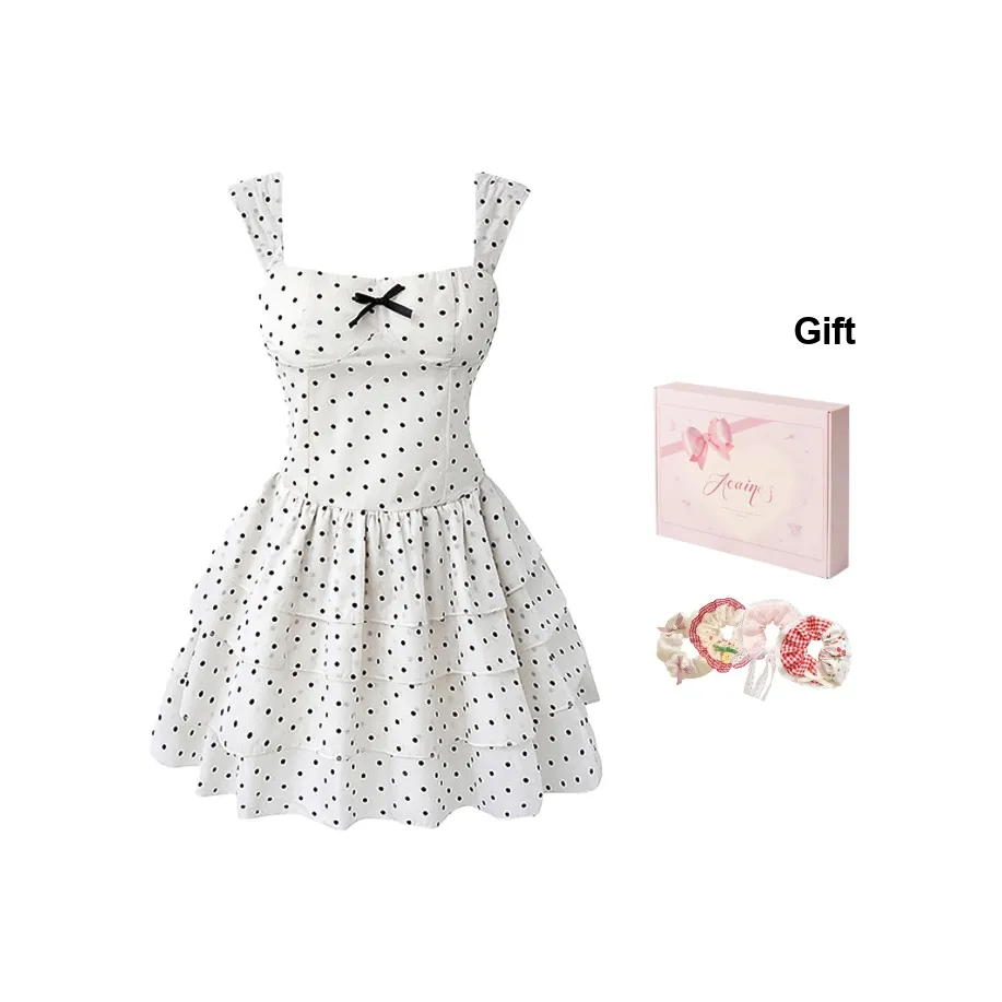 ACAINES Платье с юбкой-карандаш Женское с горошком Пышная юбка