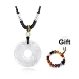 Chalcedony-Peaceful Buckle Pendant[with Woven Rope]