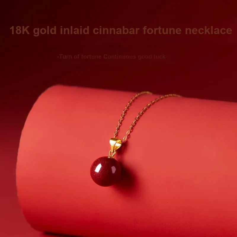 Cuiya Golden Building Cinnabar Necklaces Women's-1
