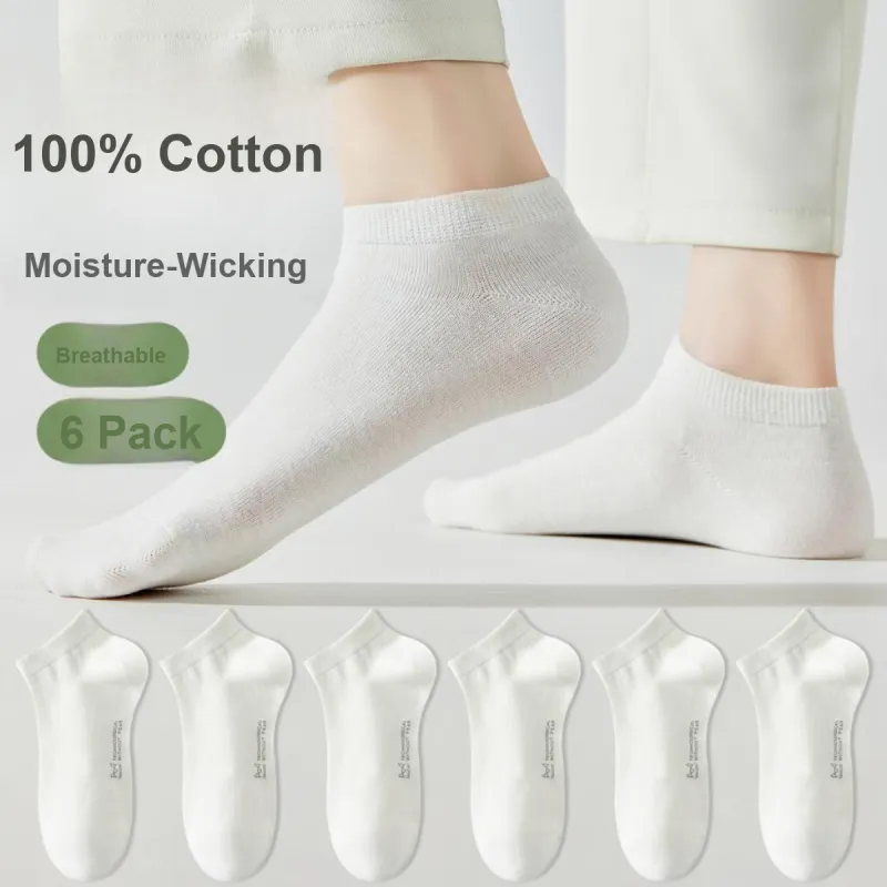 MIIOW Ankle Socks Women's 6 Pack White-1