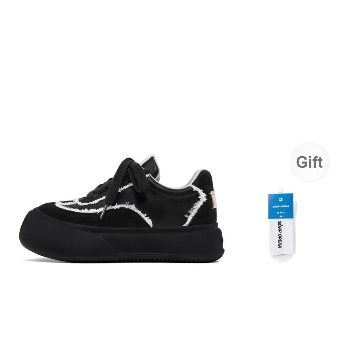SOAP OPERA Dexun Series Skateboard Shoes Unisex Low Top Black/White