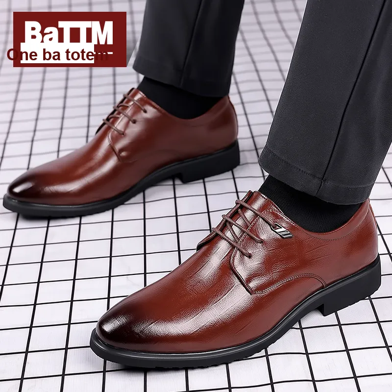 Batotem Dress Shoes Men Low Top Black Brown-5