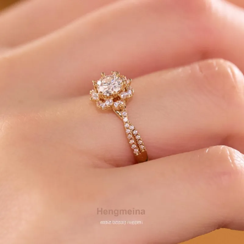 HENGMEINA 925 Sterling Silver, Moissanite Elegance Fashion Versatile Premium Ring Women's-3