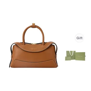 VANESSA HOGAN Cow Leather Crossbody Handbag Women's Nut Brown/Shallow Beach White/Midnight Black