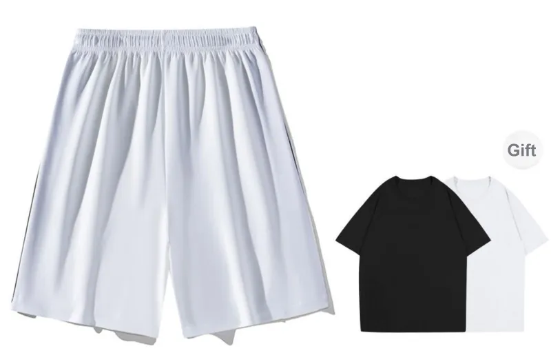 PLAY BOBONUS Loose Fit Drawstring Elastic Draped Comfortable Stretchy Cool Straight Fit 5/4 Casual Shorts Unisex-9