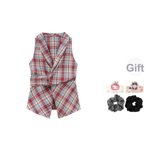 YAUH Стандартная футболка женская красная в клетку