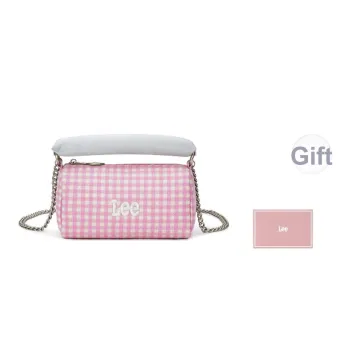 Lee Fabric Handbag, Shoulder Bag, Crossbody Bag Large Size Women's Pink Plaid