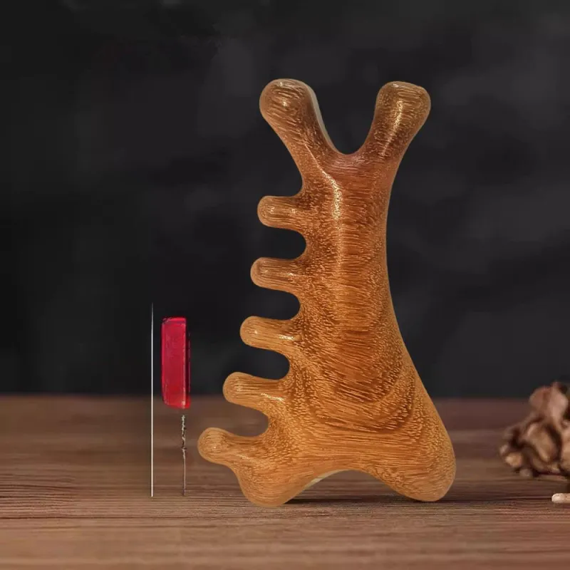 SHITIAN Head Therapy Comb Monster Comb Natural Golden Sandalwood Wooden Comb Head Meridian Massage-1