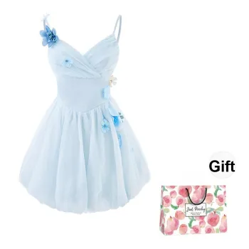 KUNZHUDAXIANG Slip Dress Women's Elegant Blue