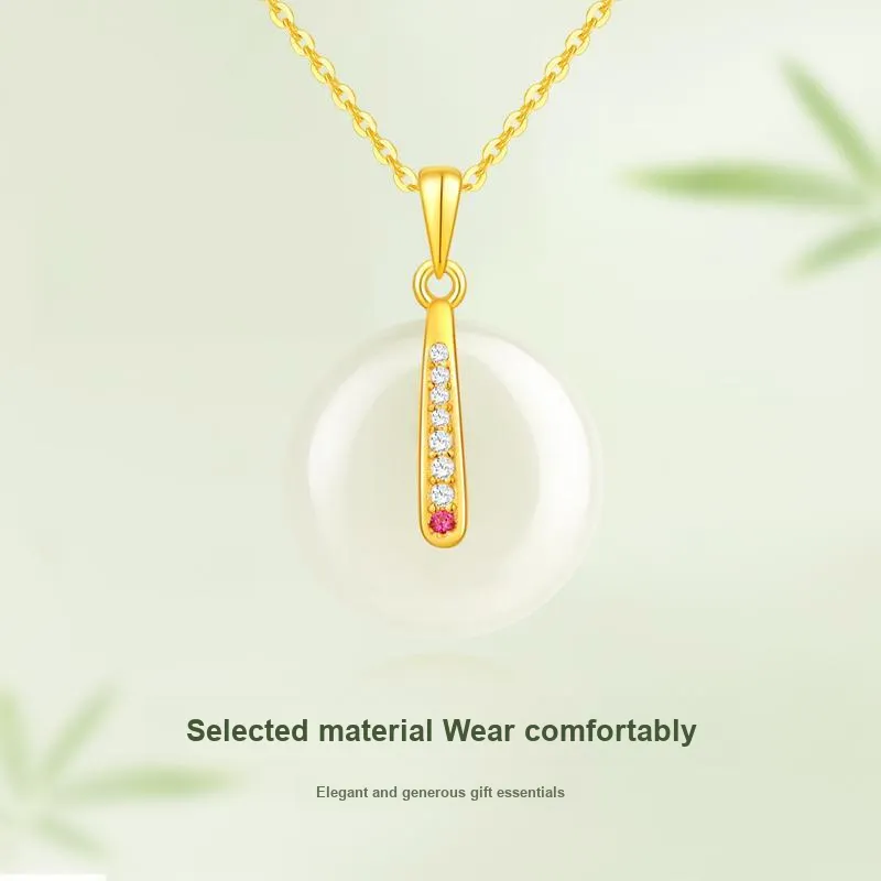 JINLIUFUJIXIANG Hetian Jade Necklaces White Jade/Pale Greenish White Jade Unisex-3