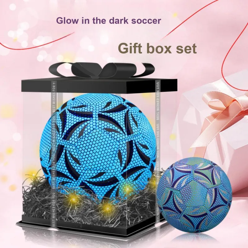 SIPAKESPORT Size 4 5 Size Soccer PU Machine Stitched Soccer Ball Unisex Glow In The Dark Blue-8