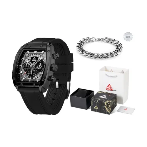 PEAK Pioneer Collection Кварцевый механизм Силиконовый ремешок Часы Унисекс Черный циферблат