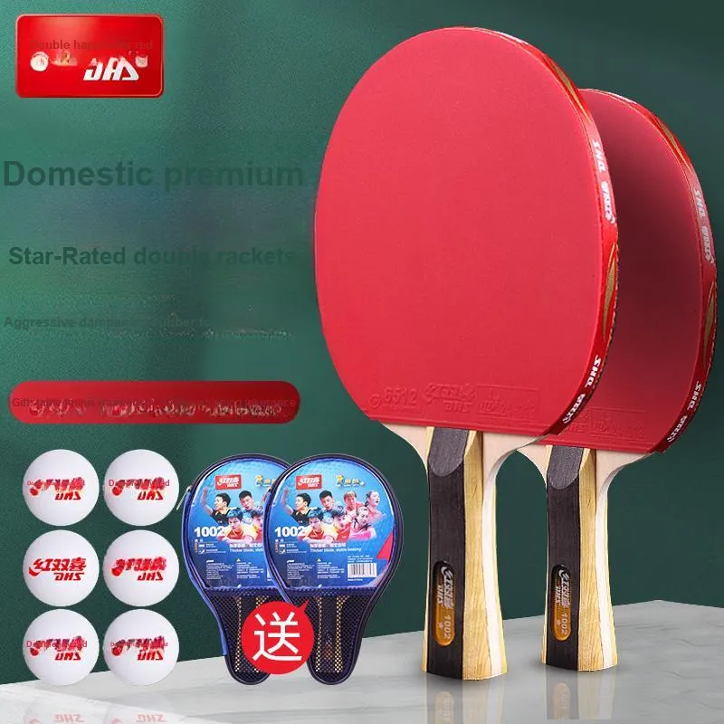 DHS Ping Pong Paddles Unisex Pure Wood Red-3