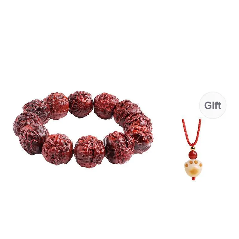MUSHENGYUAN Bloodwood Good Luck Beaded Bracelet Men's-0