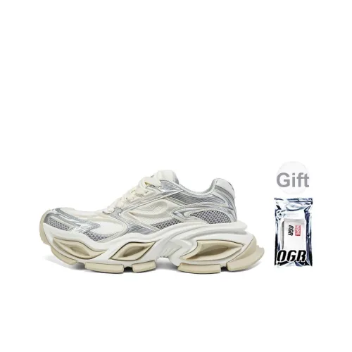 OGR GAZE Ragdoll OG Белый Амортизация Противоскользящий Увеличение Высоты Низкий Топ Кроссовки с Толстой Подошвой Унисекс Белый Серебряный