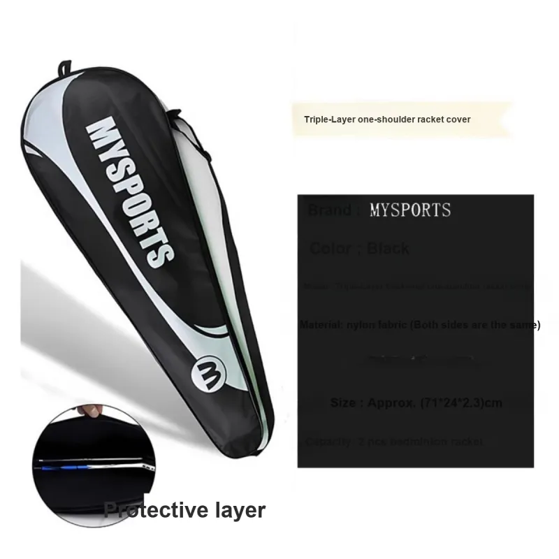 Mysports Badminton Racket Bags 2 Pcs Pack Sporty Style Shoulder Bag Unisex Sun Protection Insulation-5
