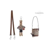 (Dark Brown Plain Weave Silver-Tone Buckle) Shoulder Strap 65cm+Free Silver-Tone Buckle Brown Bunny Doll
