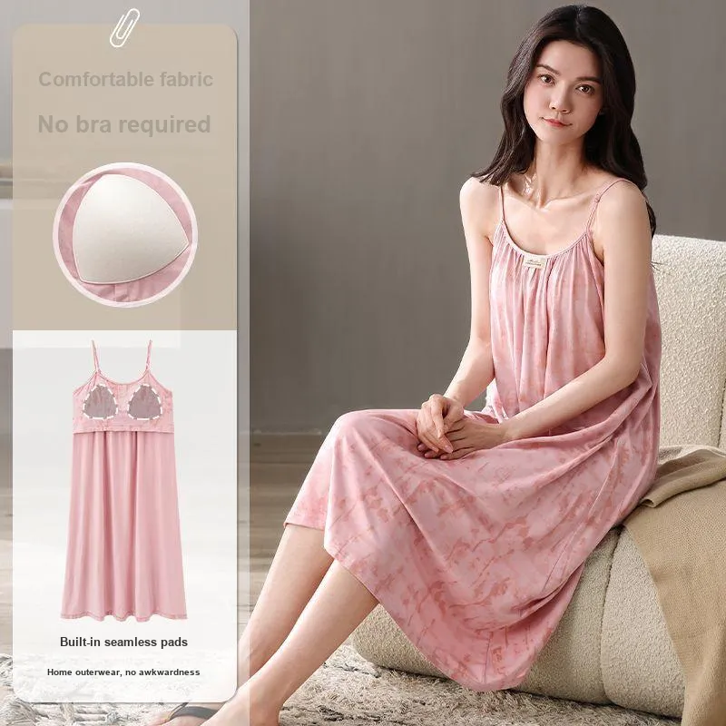 XISHE Nightgown Women's Vintage Pink-1