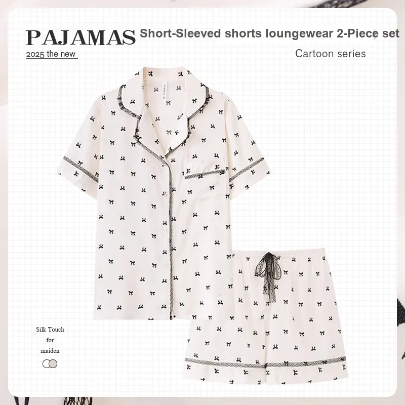 O'MESIK Pajama Set Women's Apricot White-1