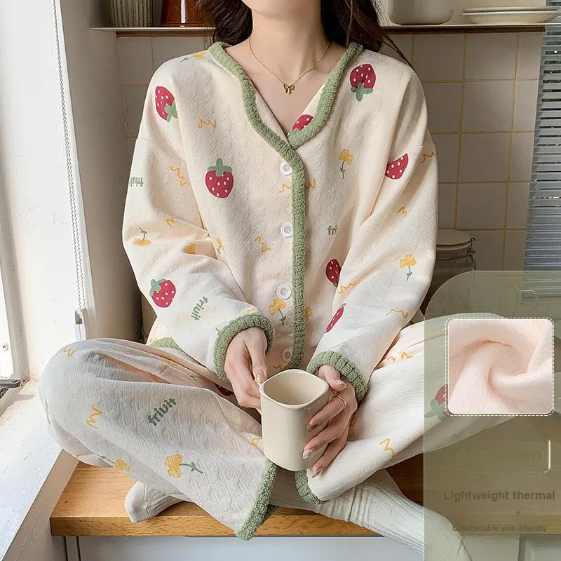 XIAFENYAN Pajama Set Women's Apricot-6
