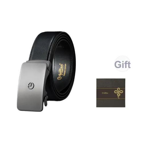 GOLDLION Ремни из натуральной коровьей кожи мужской черный ширина 3,5 см