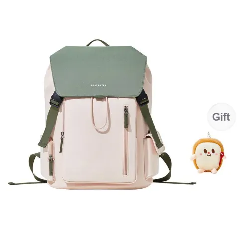 BOSTANTEN Fabric Preppy Style Backpack Regular Unisex Green & Beige/Beige Yellow & Ecru