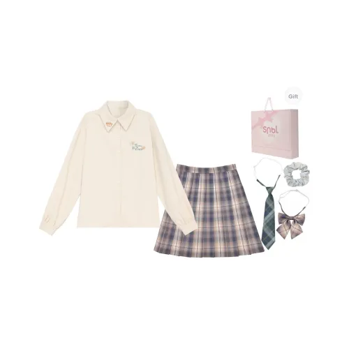 Snbl Клетчатая юбка + рубашка женская униформа