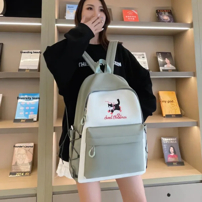 AIBAG Canvas Backpack Unisex White/Grey/Black/Orange-8