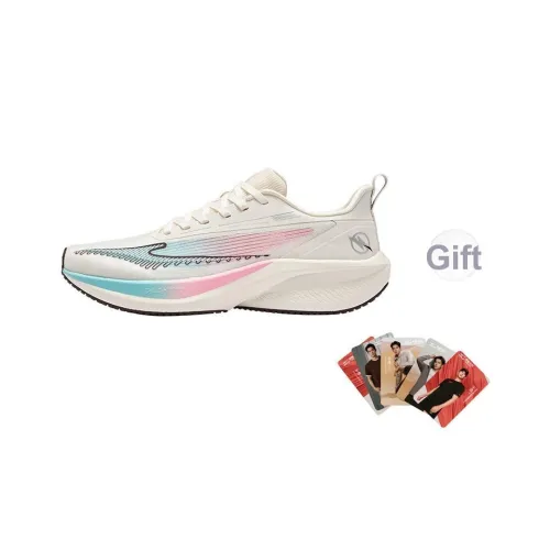 Erke Амортизация Износостойкие Низкие Кроссовки для Бега Мужские Микрокристаллический Белый Персиково-Розовый