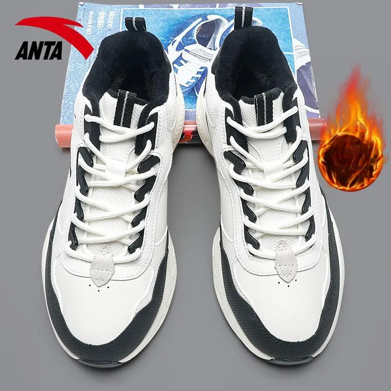 Anta Life Collection Waterproof And Warm Low Top Casual Shoes Men's White Black-6