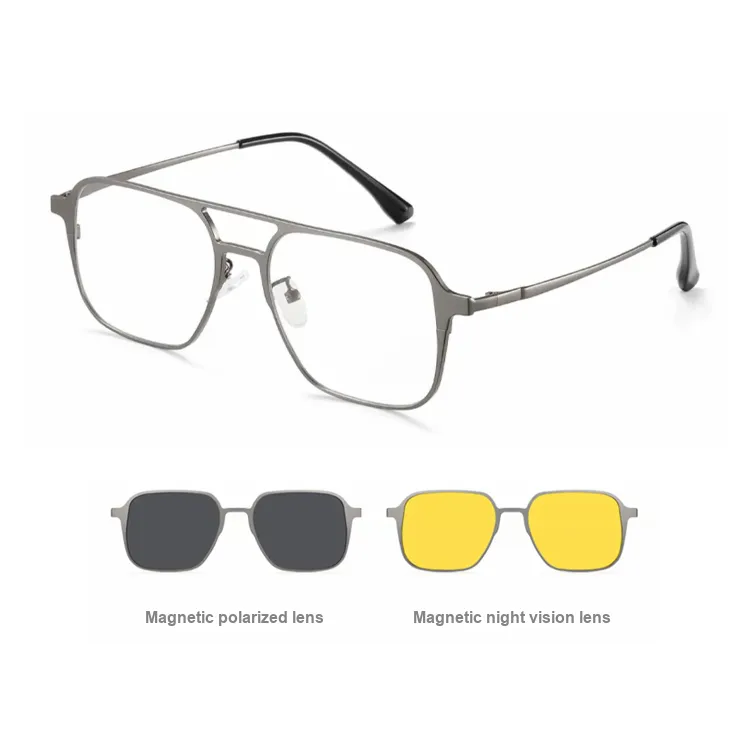 BERTHA Pure Titanium Aviator Sunglasses Unisex Black, Gunmetal-1