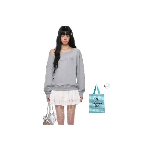 WEEKEND HUB Повседневный Длинный рукав Асимметричный плечо Толстовка Женские