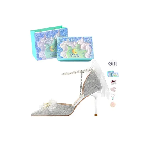 Feo Dvke Узкий каблук Высокие каблуки 8 см 6 см Женские Серебряные Подарочный набор в коробке