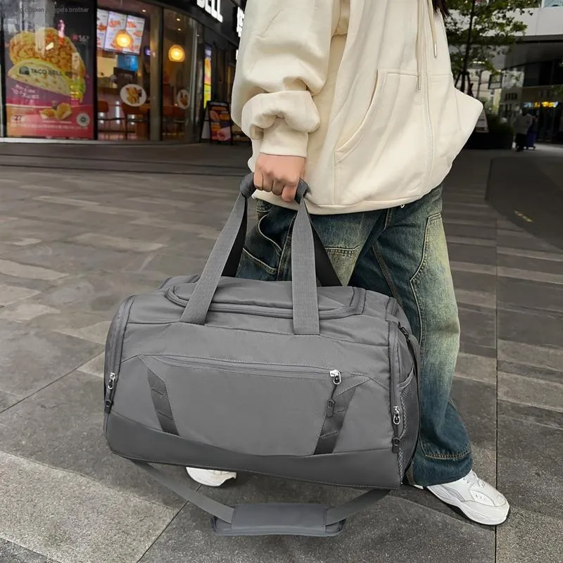 GOBLIN SHARKS 1759 Nylon Gym Bag Large Size Unisex Black/Gray-6