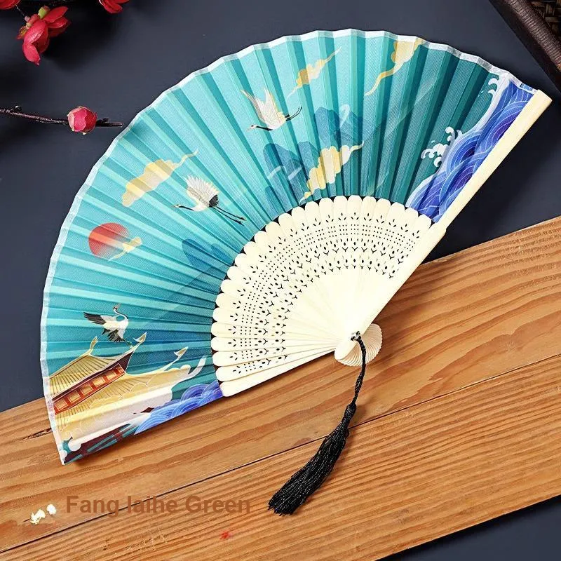 JINGDI Twill Damask And Silk Foldable Small Fan-23