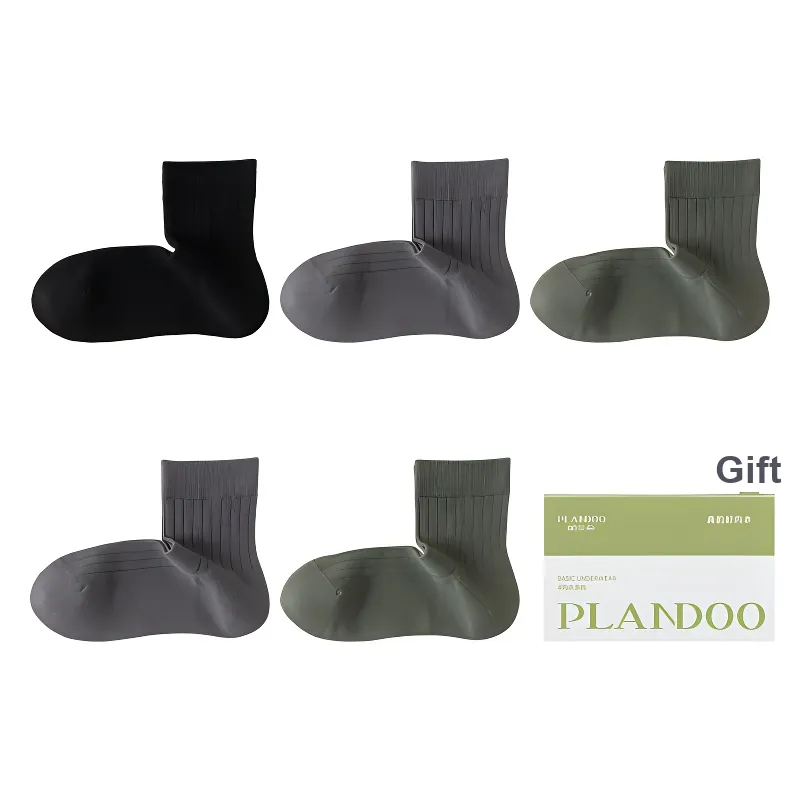 PLANDOO Mid Calf Socks Men's Shopping Bag 5 Pack-4