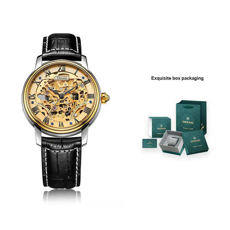 DEESIO Automatic Mechanical Movement Watch Men's Watches Cut Out Dial-8