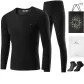 Silk Set (Black) Thickened and Fleece-Lined/Includes 2 Pack Socks+Shopping Bag