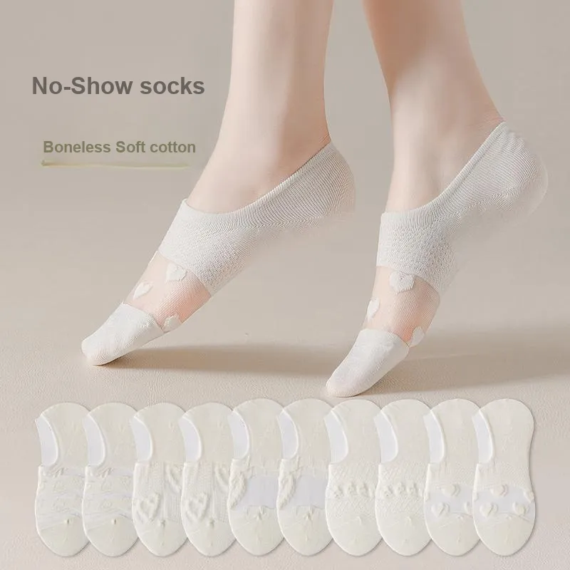 Top Melon No Show Socks Women's 5 Pack White Shades-2