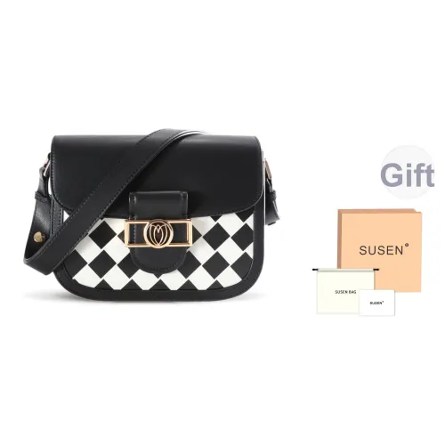 SUSEN Сумка из микрофибры с синтетической кожей седло сумка через плечо сумка женская черно-белая