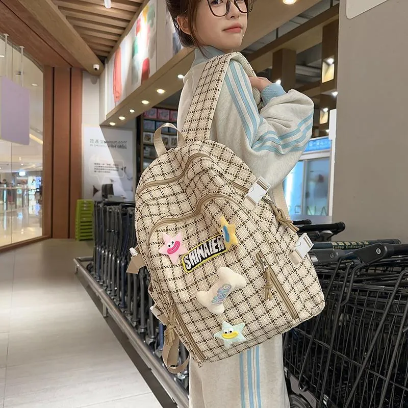 Yalu Nylon Backpack Women's Yellow/Coffee/Pink/Turquoise/Sprout Green-10
