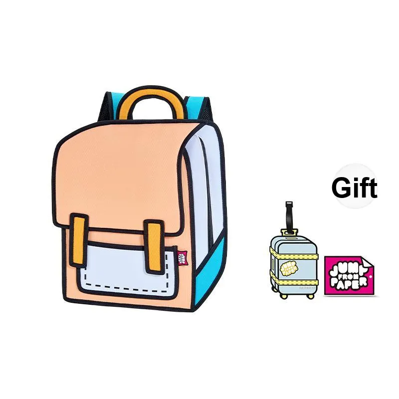 JumpFromPaper Polyester Comic Universe Backpack Large Size Unisex Cantaloupe Color