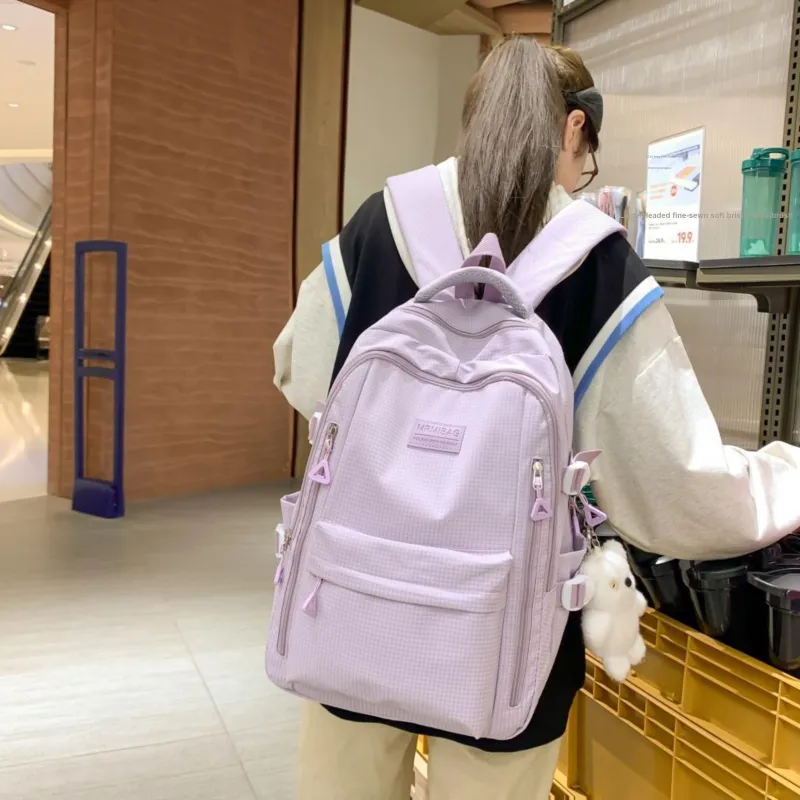 URBAN FOREST Nylon Backpack Unisex Ecru/Black/Pink/Light Purple/Yellow/Light Blue-17