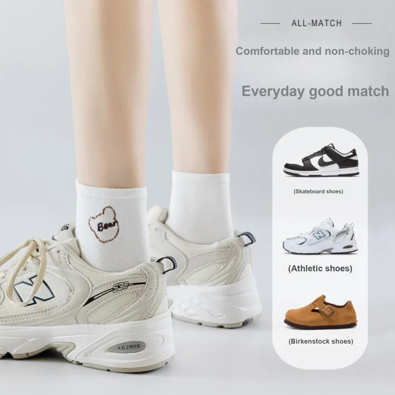 XXLLG Spring And Fall Mid Calf Socks Women's 4 Pack-3